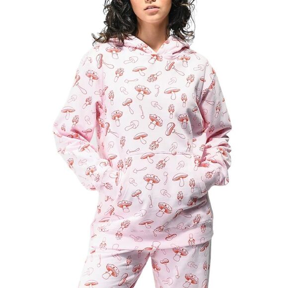 By Samii Ryan Shrooms All Over Print Pink Hoodie Medium MSRP $72 - Picture 1 of 7